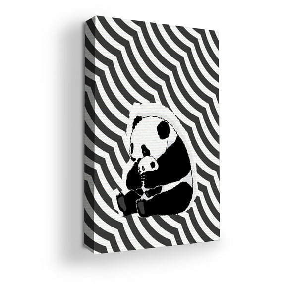 Panda Canvas Wall Art by Mavis Print- 16x20 inches Black and White Wall Decor | HD Printed & Wooden framed wall art | UV Resistant Modern Wall Decor for Gift | Made in USA