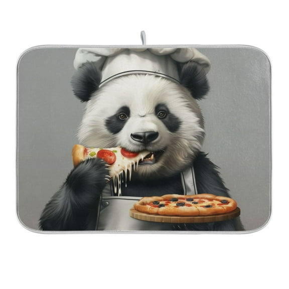 Panda Chef Hold Pizza Dish Drying Mat 16x18 Absorbent Microfiber Draining Rack Pad for Kitchen Counter Sink