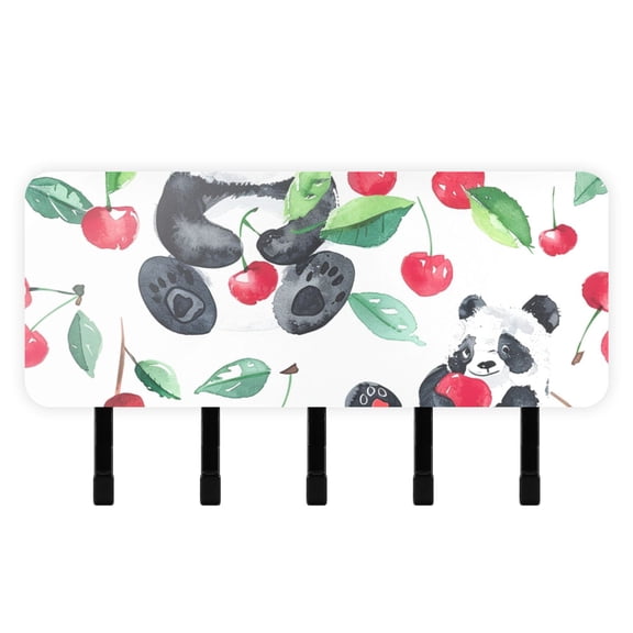 Panda Cherry Mail Holder Organizer Wall Mount with Shelf Key Holder Key Rack with 5 Key Hooks for Wall Decorative