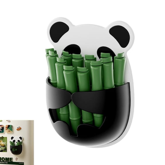 Panda Chip Clips with Magnetic Holder 12 Pack Cute Food Bag Sealing Clips for Kitchen Organization Decorative Refrigerator Magnets & Snack Bag Sealer Set for Fridge, Whiteboard, Locker (Green)