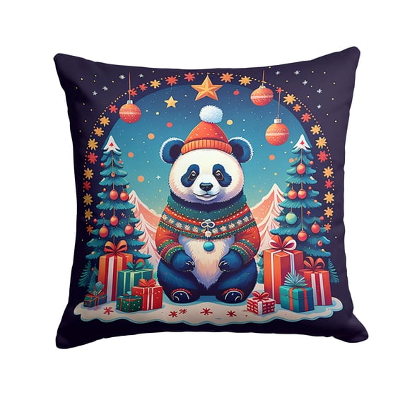 Panda Christmas Fabric Decorative Pillow 18 in x 18 in