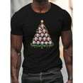 thumbnail image 1 of Panda Christmas Tree Tee Geometric Holiday Design T Shirt Crew Neck Trendy Top Summer Fit Black S-5XL, 1 of 5