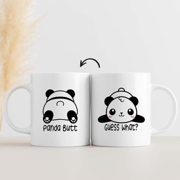 Panda Coffee Mug,Cute Funny White Ceramic Mug,Guess What Funny Gifts for Panda Lovers,Christmas Thanksgiving Birthday Gifts,11 Oz