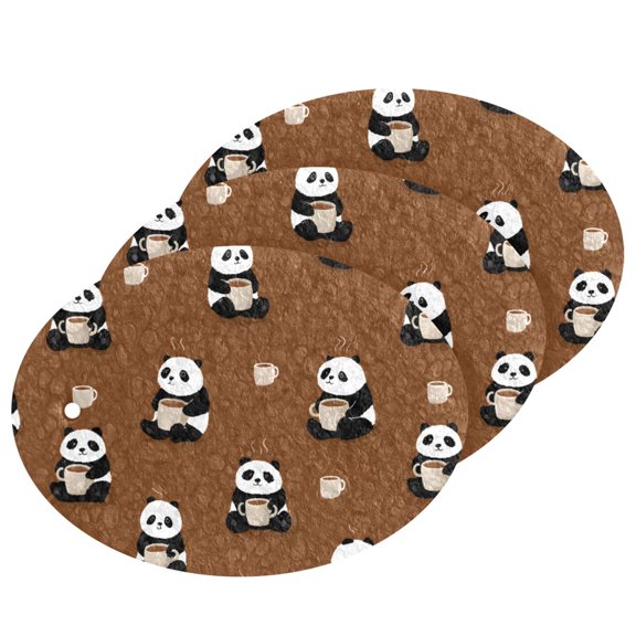 Panda Coffee Pattern Cellulose Cleaning Sponge Set 3 Pack Compressed Kitchen Scrubber for Dishes