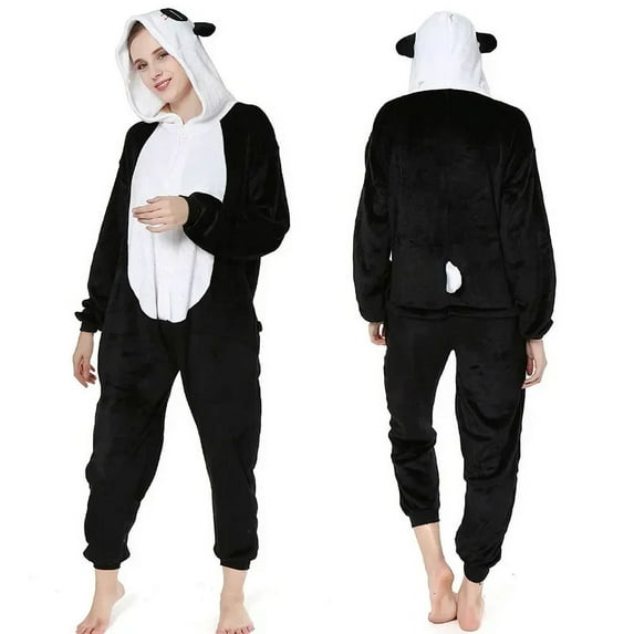 Panda Couples Pajamas Sets Women Winter Cute Animal Onesies Men One Piece Cosplay Costume Suit Sleepwear Flannel Pijamas