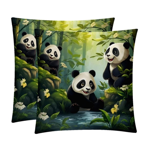 Panda Covers Set of 2 with Unique Patterns for Bed, Chair Pillow Covers, Decorative Pillows - Available in 16x16, 18x18, 20x20 Inchesfor Various Occasions