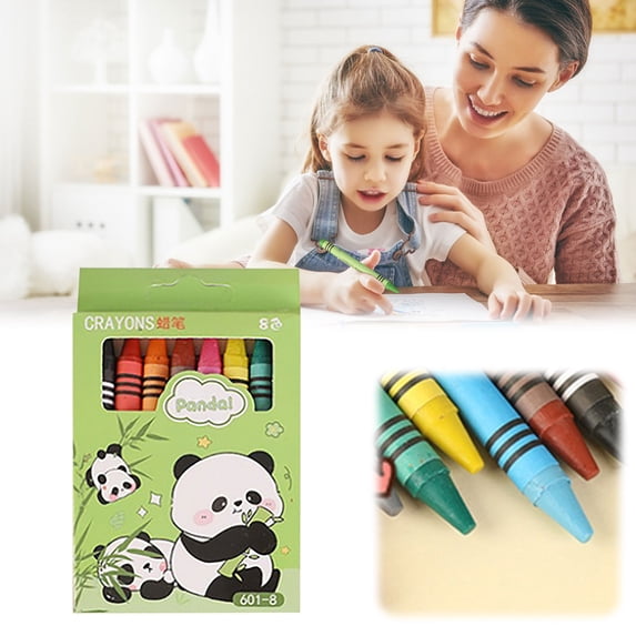 Panda Crayons Set 8 Colors Safe Non-Toxic Wax Crayons with Adorable Box for Classroom Art Gifts,8PCS,Multicolor