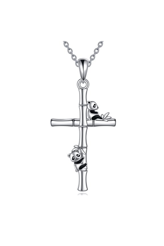 Panda Cross Necklace Jewelry for Women Sterling Silver Animals Necklace for Women