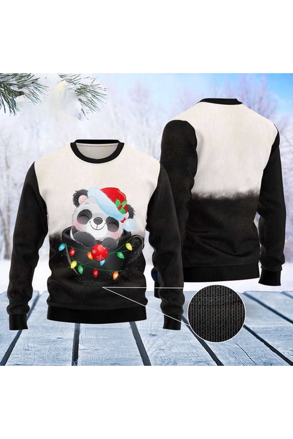 Panda Cup 3D Christmas Sweater, Funny Xmas Sweater, Sweater Xmas