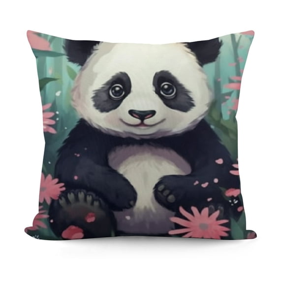 Panda Cushion Case Cute Panda Throw Pillow Covers for Boys Girls Cartoon Decorative Pillowcase Flower Pattern Home Decor