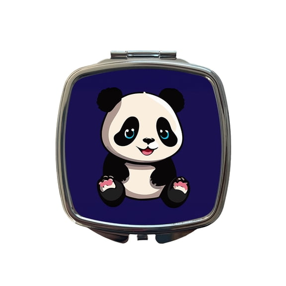 Panda Cute Smiling Travel Makeup Handbag Purse Small Pocket Compact Mirror