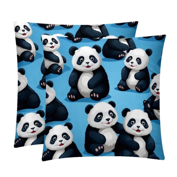 Panda Decorative Pillows Covers with Unique Patterns for Bed, Home Decor - Set of 2 Pillow Inserts - Available in 16x16, 18x18, 20x20 Inches for Various Occasions