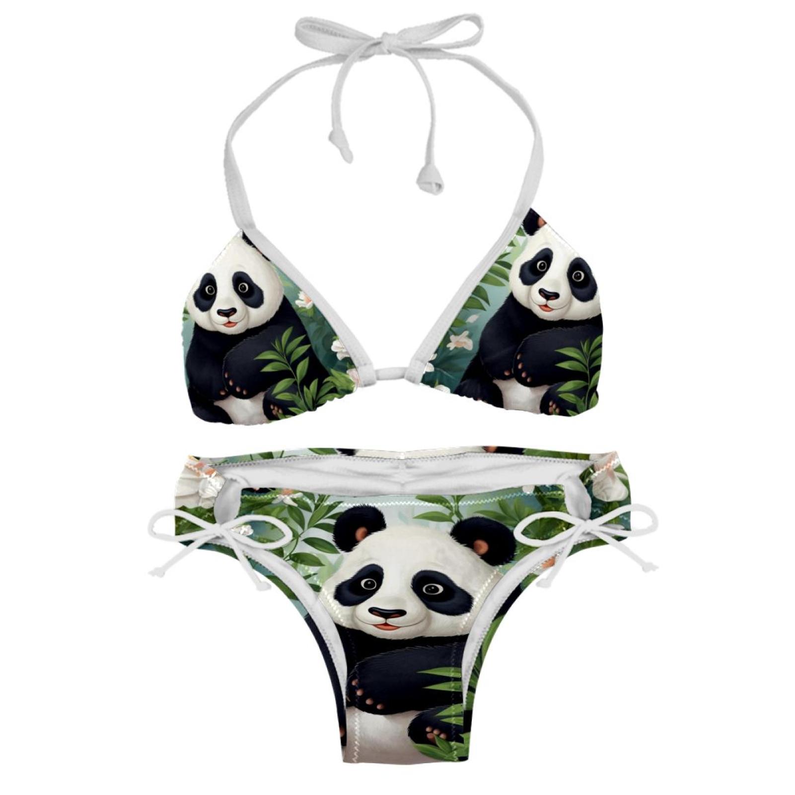 Panda Detachable Sponge Adjustable Strap Bikini Set TwoPack Swim Suit Swimsuits OnePiece