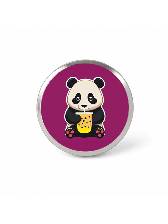 Panda Drinking Boba Bubble Tea Backpack Hat Novelty Lapel Pin