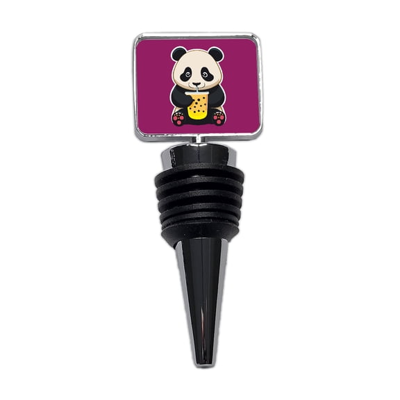 Panda Drinking Boba Bubble Tea Wine Bottle Stopper Cap Plug