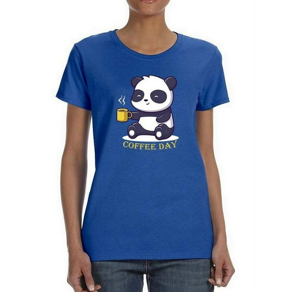 Panda Drinking Coffee Shaped T-Shirt Women -Image by Shutterstock, Female XX-Large