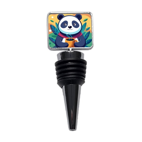 Panda Drinking Coffee Wine Bottle Stopper Cap Plug