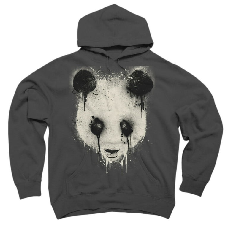 Panda Drip Charcoal Gray Graphic Pullover Hoodie Design By Humans L