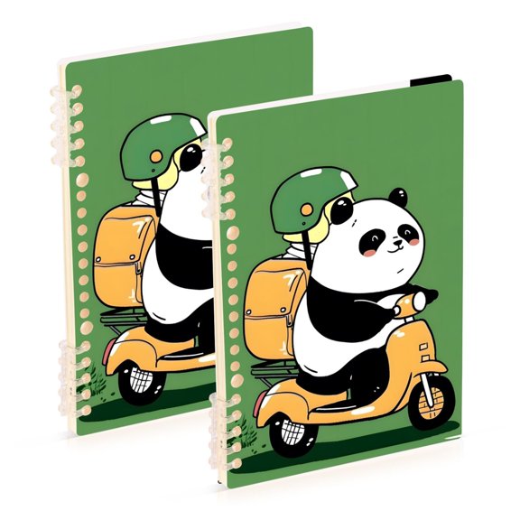 Panda Driving Electromobile Notebook Detachable Coil Notebook Diary Plan Book A5 Size 60 Pages 1 Pack