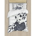 thumbnail image 1 of Panda Duvet Cover Set, Giant Panda Bear Sitting in Zoo Traditional Chinese Painting Monochrome Picture, Decorative 2 Piece Bedding Set with 1 Pillow Shams, Twin Size, Cadet Blue White, by Ambesonne, 1 of 3