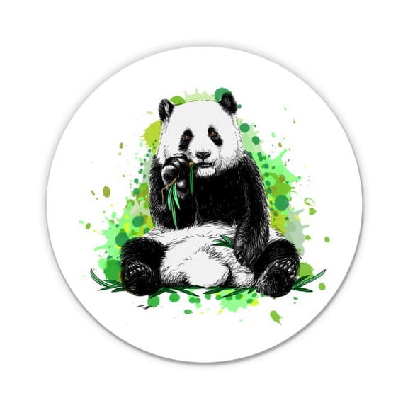 Panda Eating Bamboo - 3" Vinyl Sticker - For Car Laptop I-Pad Phone Helmet Hard Hat - Waterproof Decal