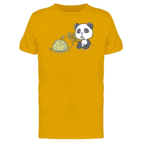 Panda Eating Bamboo, Doodle T-Shirt Men -Image by Shutterstock, Male Small