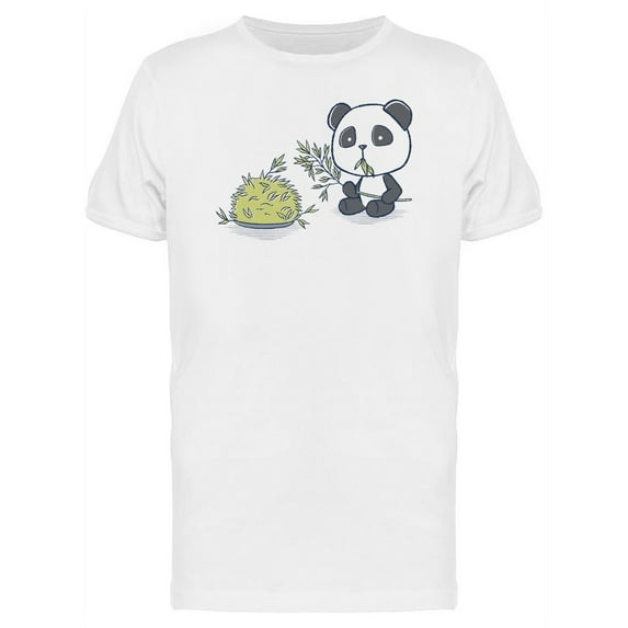 Panda Eating Bamboo, Doodle T-Shirt Men -Image by Shutterstock, Male Small