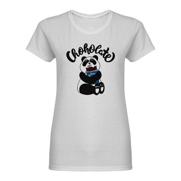 Panda Eating Chocolate Shaped T-Shirt Women -Image by Shutterstock, Female Medium