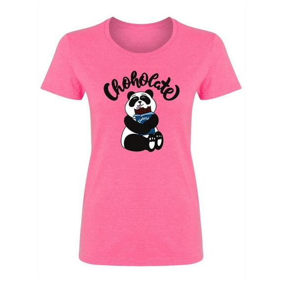 Panda Eating Chocolate Shaped T-Shirt Women -Image by Shutterstock, Female x-Large