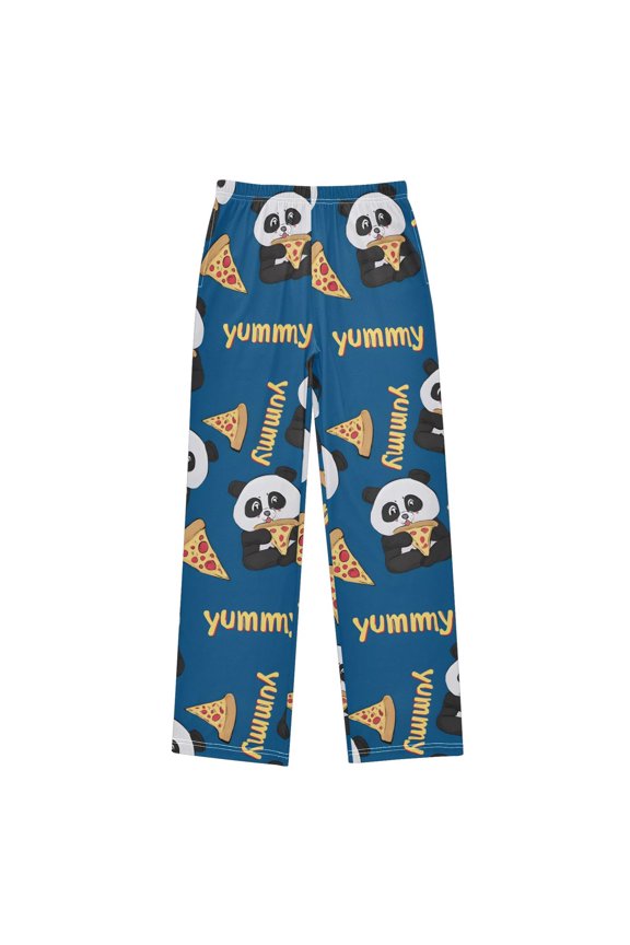 Panda Eating Pizza Pattern Pajama Pants Soft Lightweight Lounge Pants Bottoms Sleep Pants Warm Comfy
