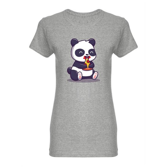 Panda Eating Pizza Shaped T-Shirt Women -Image by Shutterstock, Female XX-Large