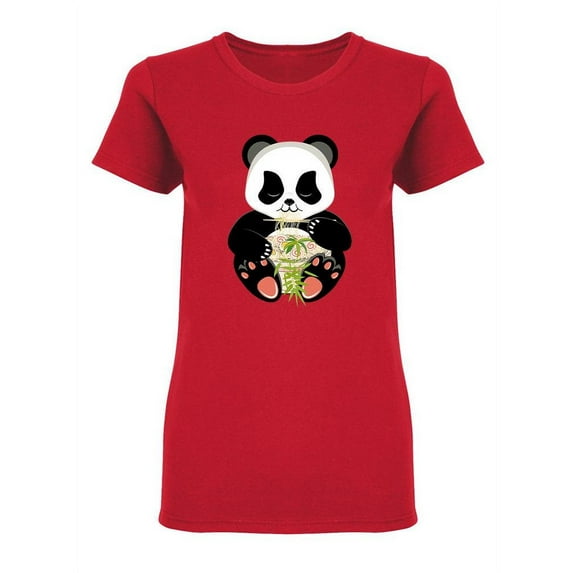 Panda Eating Ramen Shaped T-Shirt Women -Image by Shutterstock, Female Medium