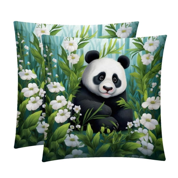 Panda Elegant Velvet Throw Pillow Covers and Inserts - Set of 2, Available in 16x16, 18x18, 20x20 Inches for Home Decor, Unique Patterns for Sofa