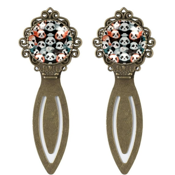 Panda Elegant Vintage Copper-Colored Lace Bookmarks - Set of 2 Stainless Steel Book Marks for Book Lovers and Readers