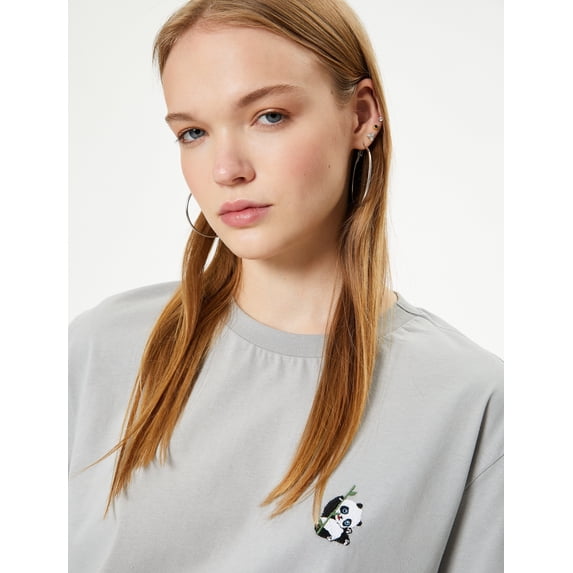 Panda Embroidered T-Shirt