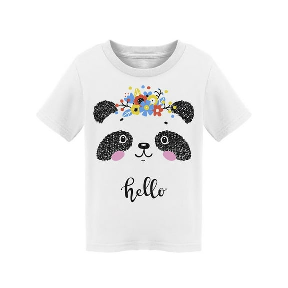 Panda Face Floral Crown Hello T-Shirt Toddler -Image by Shutterstock,  3 Toddler