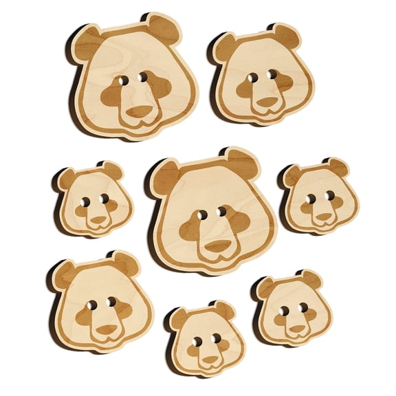 Panda Face Icon Wood Buttons for Crochet Knitting Sewing DIY Craft - 1.25 Inch Large (5pcs)