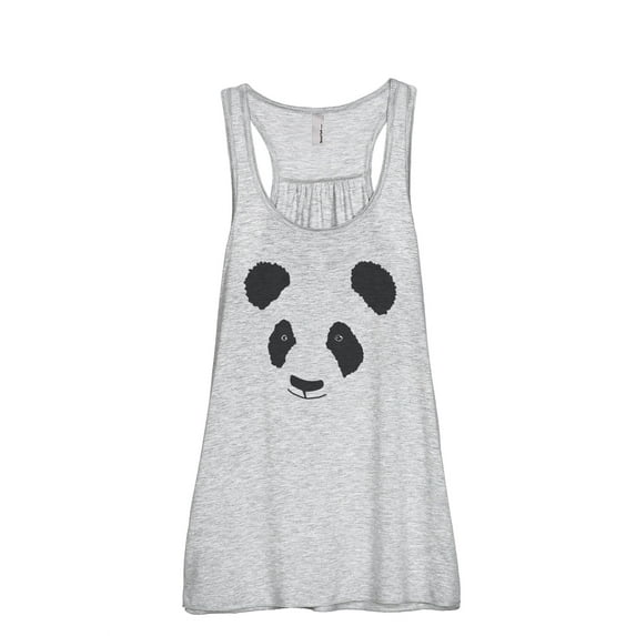 Panda Face (Wild Panda) Women's Fashion Sleeveless Flowy Racerback Workout Yoga Tank Top Sport Grey X-Large