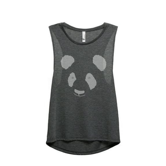 Panda Face (Wild Panda) Women's Fashion Sleeveless Muscle Workout Yoga Tank Top Charcoal Grey Large
