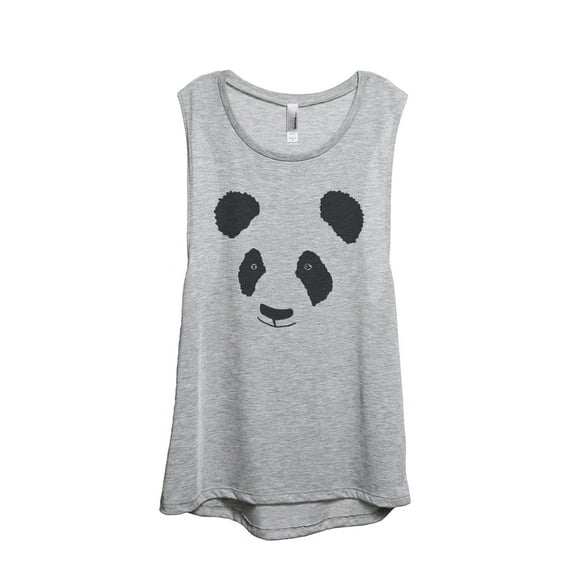 Panda Face (Wild Panda) Women's Fashion Sleeveless Muscle Workout Yoga Tank Top Sport Grey Medium