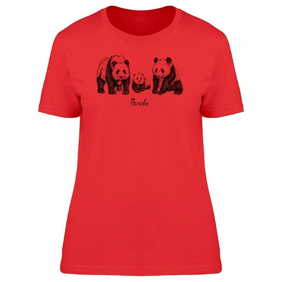 Panda Family Silhouette T-Shirt Women -Image by Shutterstock, Female Small