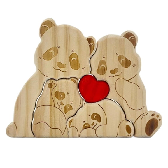 Panda Figurine Set 4-Piece, Handcrafted Decorative Sculpture, for Home Shelf or Desk Display, Multicolor