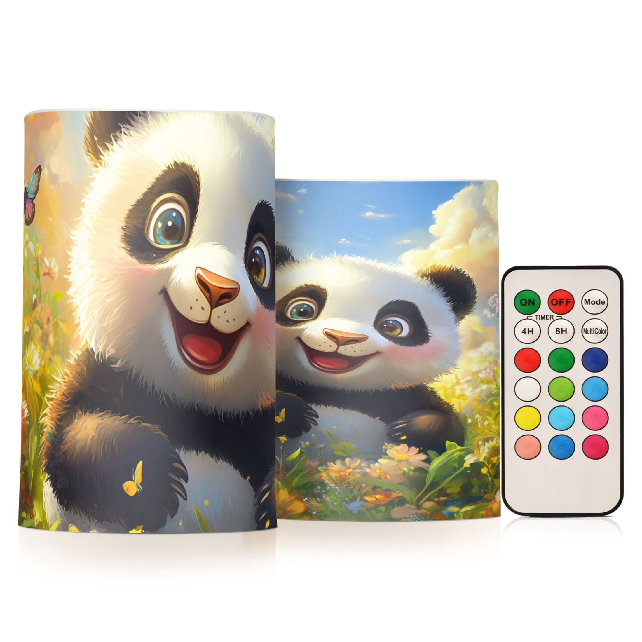 Panda Remote Panda Flickering Flameless Candles Battery Operated with Remote Timer ...