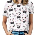thumbnail image 1 of Panda Floral Pattern Women's T-Shirt Short Sleeve T Shirts Tops Tee Ladies Loose T, 1 of 7
