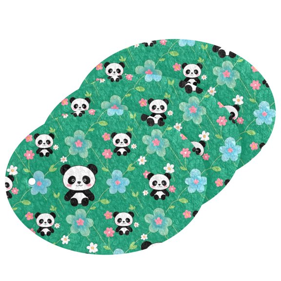 Panda Flower Pattern Cellulose Cleaning Sponge Set 3 Pack Compressed Kitchen Scrubber for Dishes