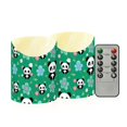 thumbnail image 1 of Panda Flower Pattern Flameless Candles 2 PCS with Remote Realistic Moving Flame LED Tapered Pillar Set for Home Decor, 1 of 7