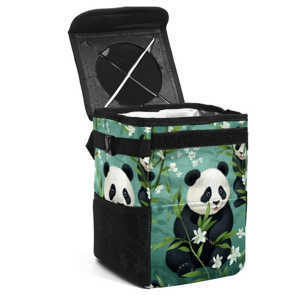 Panda Foldable, with Lid, Leak-Proof, Hanging Storage Bag Car Trash Can - Car Garbage Can - Trash Can for Car