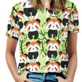 thumbnail image 1 of Panda Forest Pattern T Shirts Basic T-Shirt Short Sleeve Ladies Tee Shirt Summer Graphic Clothing, 1 of 7