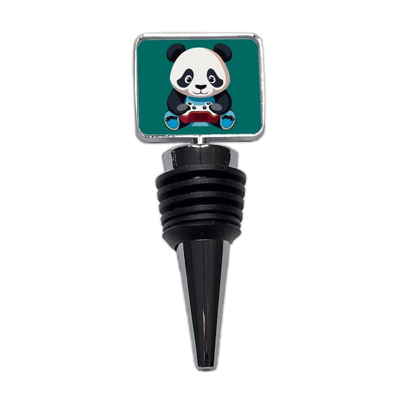 Panda Gaming Gamer Playing Video Game Wine Bottle Stopper Cap Plug