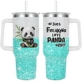 thumbnail image 1 of Panda Gift Tumbler 40 oz With Handle Straw - Insulated Stainless Steel for Panda Lovers, 1 of 6